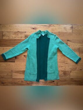 J. Jill Two-Toned Green Open Knit Cardigan Sweater Size SP